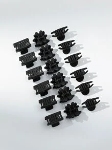 18入組空心髮夾，休閒風格 - 黑色 - 查看 2