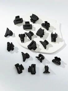 18入組空心髮夾，休閒風格 - 黑色 - 查看 3