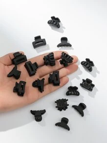 18入組空心髮夾，休閒風格 - 黑色 - 查看 4