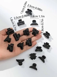 18入組空心髮夾，休閒風格 - 黑色 - 查看 7