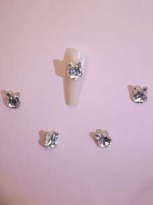 5 piezas 3d con diseño de conejo Decoración de uñas - transparente - Ver 1