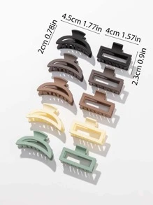 10 piezas Mini pinzas para cabello casuales con diseño de rectángulo y luna - Multicolor - Ver 4