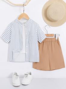 Toddler Boys Striped Shirt & Shorts Without Tee - Multicolor - View 1