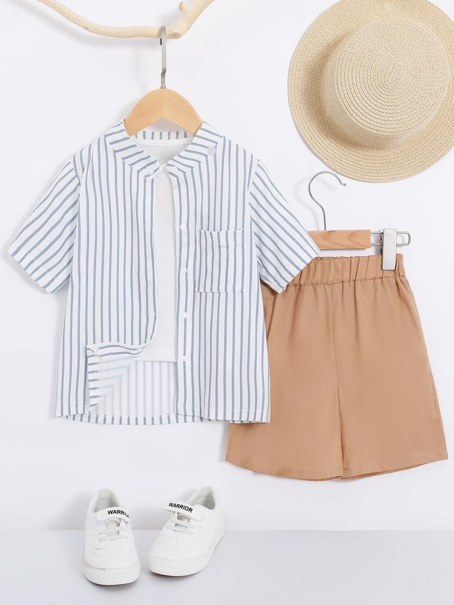 Toddler Boys Striped Shirt & Shorts Without Tee - Multicolor - View 1