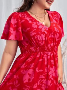 SHEIN VCAY Vestido con estampado floral de manga mariposa