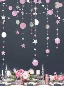 1pc Glitter Star Decor Paper Garland - Multicolor - View 2