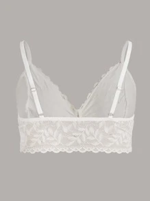 Plus Floral Lace Bralette - White - View 2