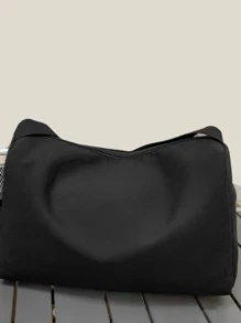 Túi crossbody Nam Dây kéo Lá thư Có thể điều chỉnh được - màu đen - Xem 4