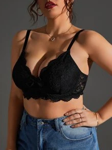 Sujetador con encaje floral con aro - Negro - Ver 5