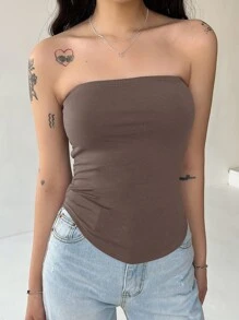 DAZY Chất rắn Bandana Hem Ống ngọn - Cà phê nâu - Xem 3