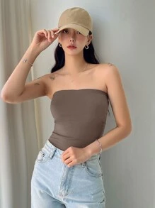 DAZY Chất rắn Bandana Hem Ống ngọn - Cà phê nâu - Xem 6