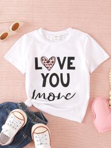 Toddler Girls Heart & Slogan Graphic Tee - White - View 1
