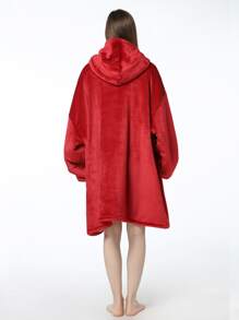 Váy ngủ & áo ngủ Nữ Túi màu trơn Giải trí - Màu Đỏ Sâu - Xem 2