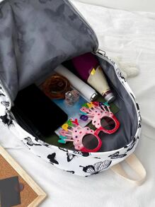 Mochila funcional con estampado de mariposas con colgante de dibujos animados Mochila escolar para graduados, chicas adolescentes, estudiantes de primer año, estudiantes de segundo año, junior y senior en la universidad, la universidad y la escuela secundaria, perfecta para exteriores, viajes y regreso a la escuela Ligera, portátil - Blanco y Negro - Ver 6