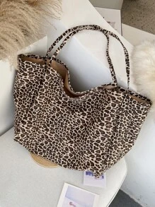 大容量豹纹手提包，潮流豹纹包 - 彩色 - 查看 1