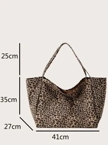 大容量豹纹手提包，潮流豹纹包 - 彩色 - 查看 3