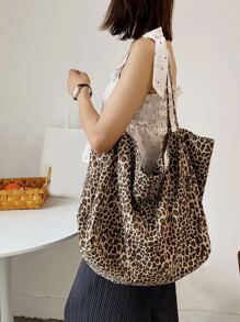 大容量豹纹手提包，潮流豹纹包 - 彩色 - 查看 4