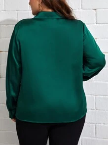 SHEIN Clasi Plus Contrast Sequin Patched Pocket Shirt - Dark Green - View 2