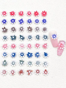 1box Random Color Flower Design 3D Nail Art Decoration - Multicolor - View 1