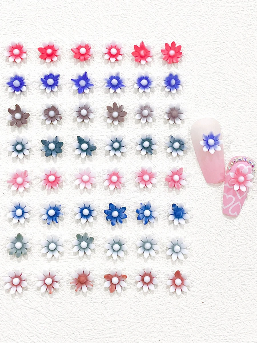 1box Random Color Flower Design 3D Nail Art Decoration - Multicolor - View 1