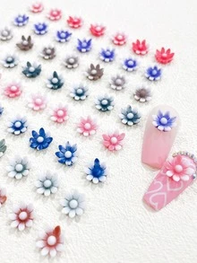 1box Random Color Flower Design 3D Nail Art Decoration - Multicolor - View 5