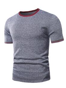 Manfinity Men Contrast Binding Knit Top - Grey - View 1