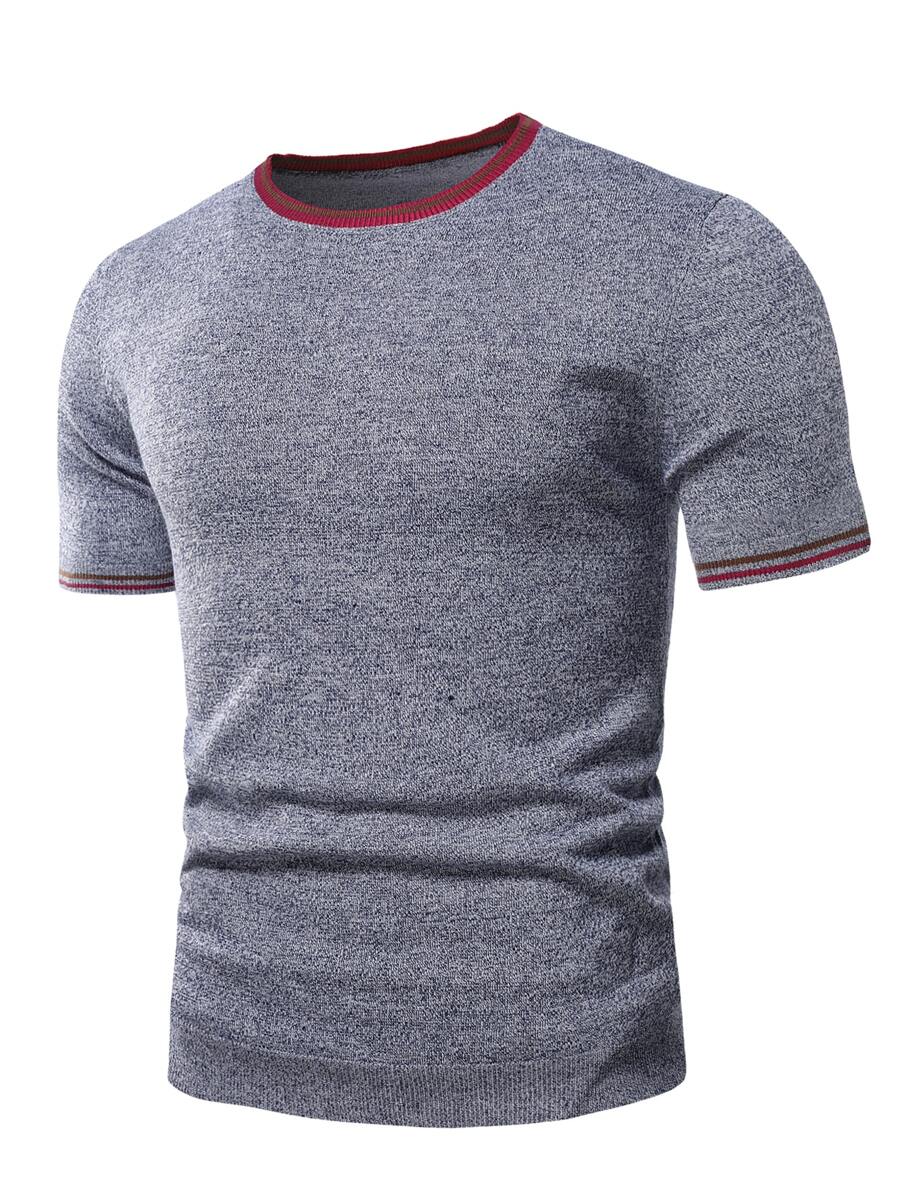 Manfinity Men Contrast Binding Knit Top - Grey - View 1