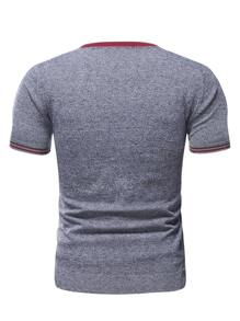 Manfinity Men Contrast Binding Knit Top - Grey - View 2