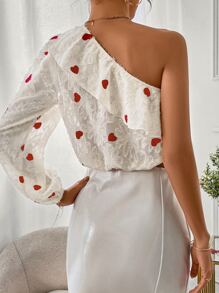 SHEIN Privé Áo sơ mi nữ Xù Tim Boho - Màu be - Xem 2