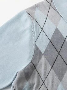 Manfinity Men Argyle Pattern Polo Neck Knit Top - Dusty Blue - View 6