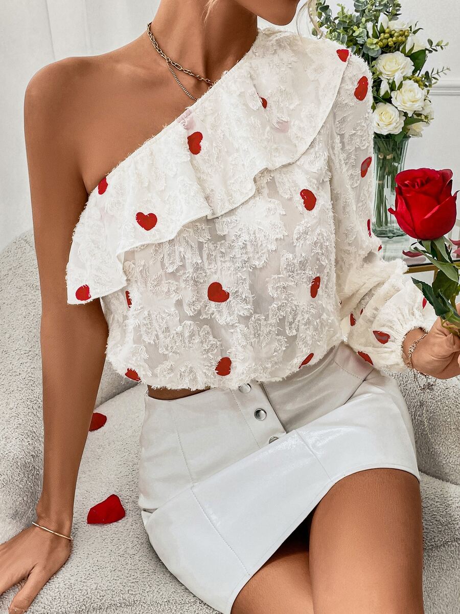 SHEIN Privé Áo sơ mi nữ Xù Tim Boho - Màu be - Xem 1