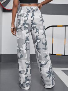 SHEIN Unity Camo Print Elastic Waist Trousers - Multicolor - View 2