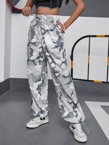 SHEIN Unity Camo Print Elastic Waist Trousers - Multicolor - View 5