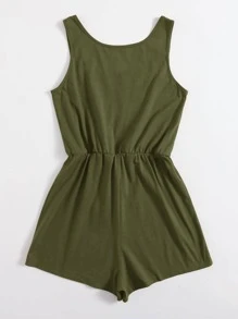 SHEIN VCAY Mono tank con botón delantero de cintura con cordón