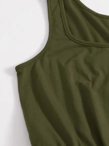 SHEIN VCAY Mono tank con botón delantero de cintura con cordón