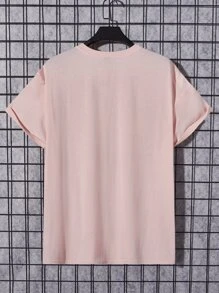 Manfinity Homme Men Plus Floral & Japanese Letter Graphic Tee - Baby Pink - View 2