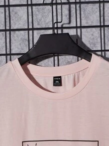 Manfinity Homme Men Plus Floral & Japanese Letter Graphic Tee - Baby Pink - View 3