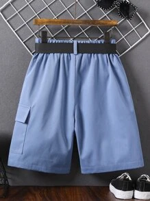 男孩翻蓋口袋工裝短褲