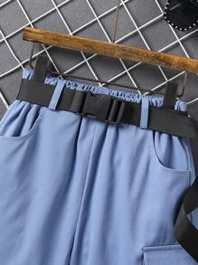 男孩翻蓋口袋工裝短褲