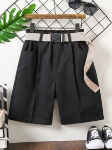 Boys Slant Pocket Straight Leg Shorts - Black - View 1