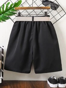 Boys Slant Pocket Straight Leg Shorts - Black - View 2