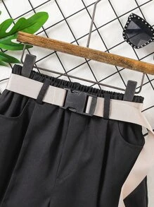 Boys Slant Pocket Straight Leg Shorts - Black - View 4