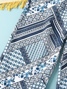 Girls Scarf Print Wide Leg Trousers - Multicolor - View 3