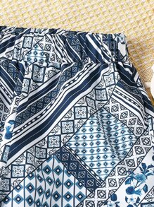 Girls Scarf Print Wide Leg Trousers - Multicolor - View 4