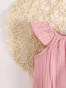 SHEIN Vintaside Kids 嬰兒女童圓領連體衣配飾頭帶 - 藕粉色 - 查看 4