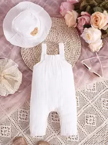 Baby Bear Patched Overall Jumpsuit - White - View 2