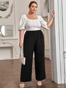 SHEIN LUNE Pantalones de pierna ancha unicolor