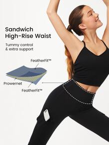 GLOWMODE 24吋featherfit™高腰扣式貨物口袋緊身褲 - 黑色 - 查看 4