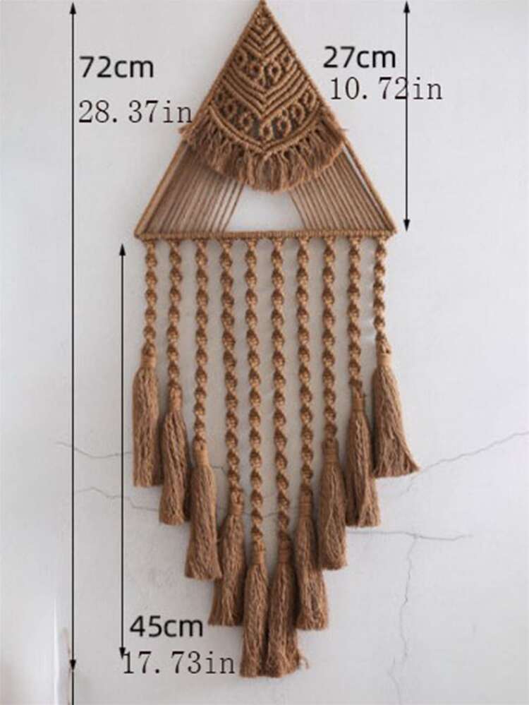 1pc Triangle Decor Tassel Wall Hanging - Coffee Brown - View 2