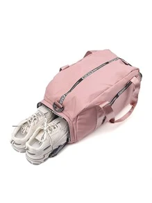 Bolsa de entrenamiento con estampado de letra impermeable - Rosa - Ver 3